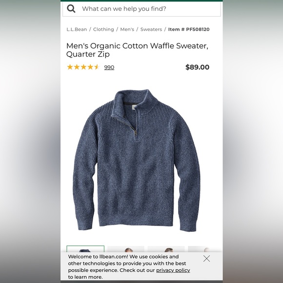 L.L. Bean Men’s 1/4 Zip Sweater - Picture 4 of 4